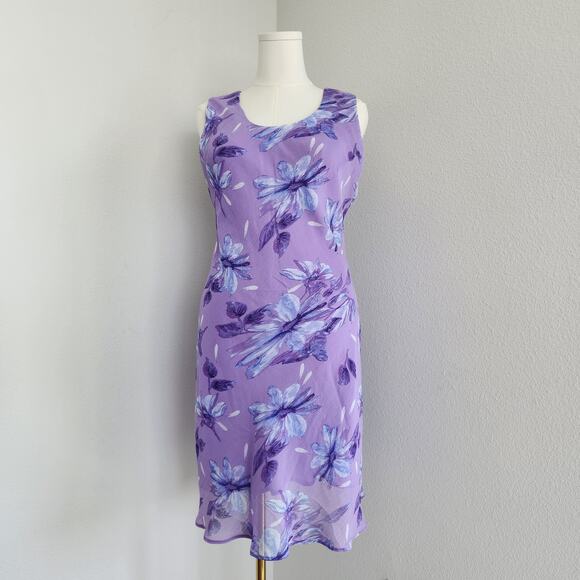 American Vintage Dresses & Skirts - Vintage Y2K Studio I Lilac Blue Floral Sleeveless Lined Midi Dress 14